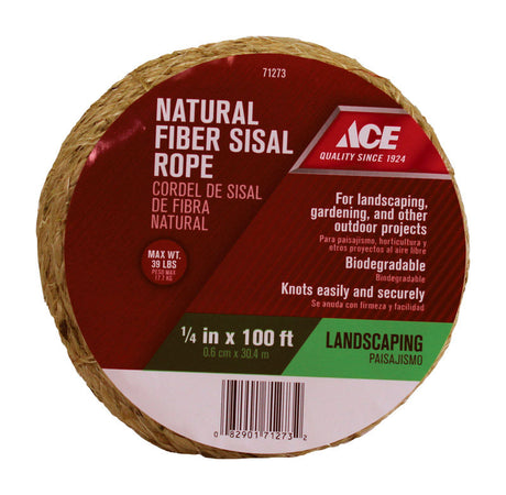 Ace 1/4 in. D X 100 ft. L Natural Twisted Sisal Rope
