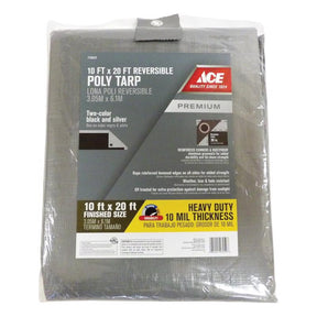 Ace 10 ft. W X 20 ft. L Heavy Duty Polyethylene Tarp Black/Silver