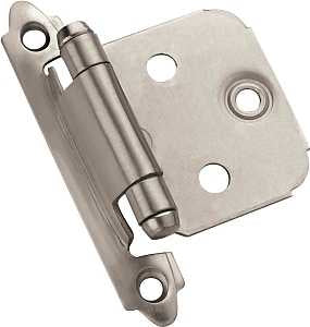 Amerock 1887612 Cabinet Hinge, 3/8 in Inset, Satin Nickel, 2-3/4 in L x 2 in W, Variable Overlay Hinge, 10/PK