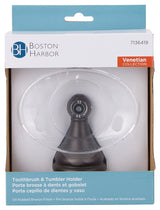 Boston Harbor L5057P-50-10-3L Toothbrush/Tumbler Holder, Acrylic/Zinc, Oil-Rubbed Bronze, Wall Mounting