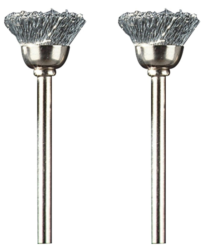 Dremel 442-02 Brush, 1/2 in Dia, 1/8 in Arbor/Shank, Straight Bristle, Carbon Steel Bristle