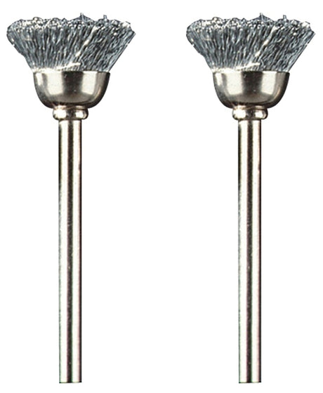 Dremel 442-02 Brush, 1/2 in Dia, 1/8 in Arbor/Shank, Straight Bristle, Carbon Steel Bristle