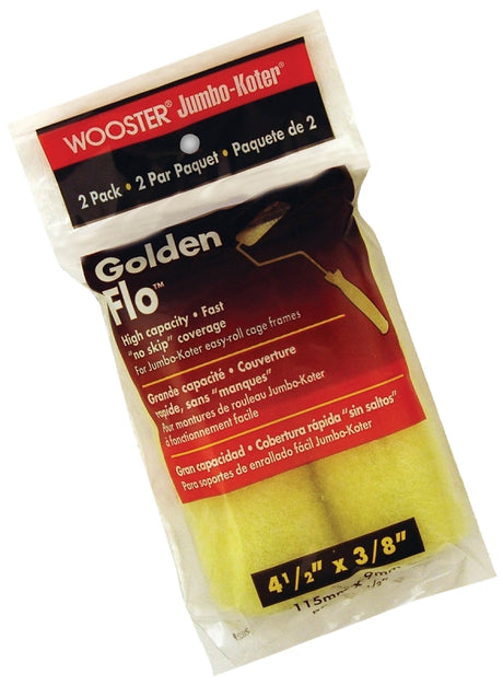 Wooster Golden Flo RR315-4 1/2 Roller Cover, 3/8 in Thick Nap, 4-1/2 in L, Fabric Cover, Yellow