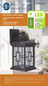 Boston Harbor LED-0172F-WD Outdoor Wall Lantern, 120 V, 11 W, LED Lamp, 600 Lumens, 3000 K Color Temp, Aluminum Fixture
