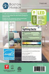 Boston Harbor 4200-LED- WH Flush-Mount Ceiling Fixture, 120 V, 15 W, 2-Lamp, LED Lamp, 1100 Lumens, 3000 K Color Temp