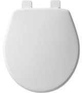 Mayfair 580ARSL 000 Toilet Seat, Round, Plastic, White, Top-Tite Hinge