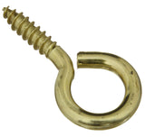 National Hardware N119-362 Screw Eye, #8, 0.16 in Dia Wire, 1/2 in L Thread, 1-5/8 in OAL, 25 lb Working Load, Brass