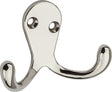 National Hardware V163 Series N199-232 Double Cloth Hook, 35 lb, 2 -Hook, Zinc, Nickel-Plated