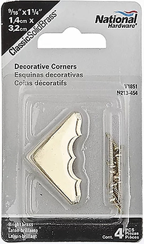 National Hardware V1851 Series N213-454 Corner Brace, 1-1/4 in L, Brass