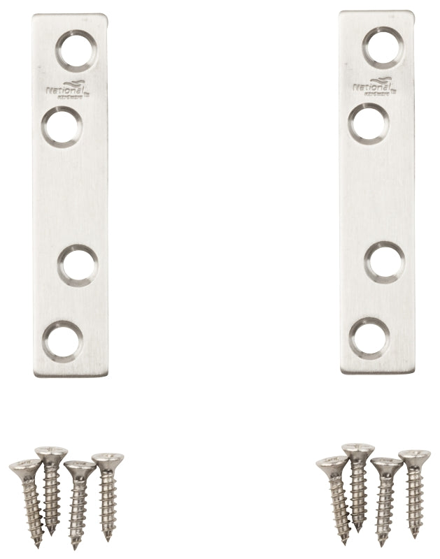 National Hardware N348-367 Mending Brace, 3 in L, 5/8 in W, Stainless Steel, Screw