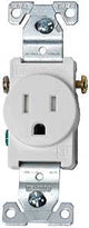 Eaton Wiring Devices TR817W-BOX Single Receptacle, Flush Mounting, 2-Pole, 125 V, Side Wiring, NEMA: NEMA 5-15R