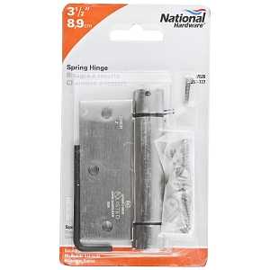 National Hardware N350-777 Spring Hinge, 3-1/2 in L x 3-1/2 in W, Cold Rolled Steel, Satin Nickel, 8-Mounting Hole