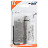 National Hardware N350-777 Spring Hinge, 3-1/2 in L x 3-1/2 in W, Cold Rolled Steel, Satin Nickel, 8-Mounting Hole