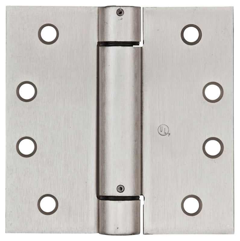 National Hardware N350-801 Spring Hinge, 4 in L x 4 in W, Cold Rolled Steel, Satin Nickel, 8-Mounting Hole, 37 lb
