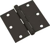 National Hardware N830-323 Square Corner Door Hinge, 3-1/2 in H Door Leaf, 3-1/2 in L x 3-1/2 in W, Cold Rolled Steel