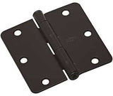National Hardware N830-324 Door Hinge, 1/4 in Corner Radius, Steel, Oil-Rubbed Bronze, Full-Mortise