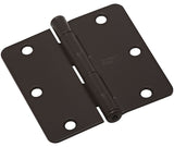 National Hardware N830-324 Door Hinge, 1/4 in Corner Radius, Steel, Oil-Rubbed Bronze, Full-Mortise