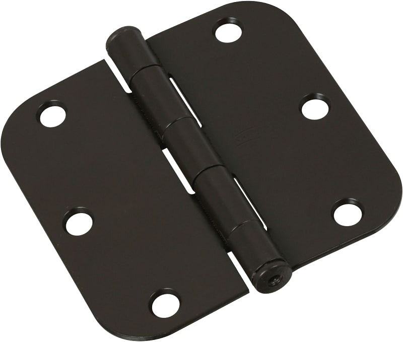 National Hardware N830-325 Door Hinge, 3-1/2 in H Door Leaf, 3-1/2 in L, Steel, Oil-Rubbed Bronze, 5/8 in Corner Radius