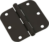 National Hardware N830-325 Door Hinge, 3-1/2 in H Door Leaf, 3-1/2 in L, Steel, Oil-Rubbed Bronze, 5/8 in Corner Radius