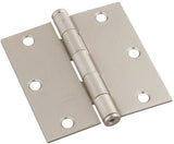 National Hardware N830-326 Square Corner Door Hinge, 3-1/2 in H Door Leaf, 3-1/2 in L, Cold Rolled Steel, Satin Nickel
