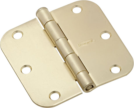 National Hardware N830-334 Door Hinge, 3-1/2 in H Frame Leaf, Cold Rolled Steel, Satin Brass, Removable Pin, Mortise