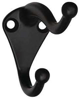 National Hardware V160 Series N330-761 Coat and Hat Hook, 35 lb, 2 -Hook, Zinc, Oil-Rubbed Bronze