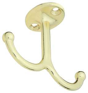 National Hardware V165 N245-811 Coat Hook, 35 lb, Zinc, Brass