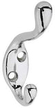 National Hardware V166 Series N273-516 Coat and Hat Hook, 75 lb, 2-Hook, Zinc, Chrome