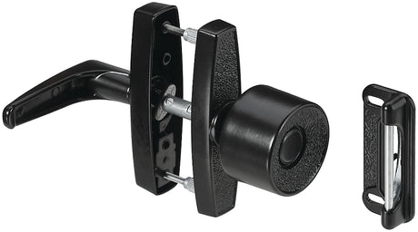 National Hardware V1307 Series N178-798 Knob Latch, Black, Zinc, 5/8 to 1-3/8 in Thick Door
