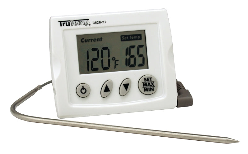 Taylor 3518N Probe Wire Thermometer, 32 to 392 deg F, Digital, LCD Display, Gray/White