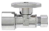Keeney 2068PCPOLF Supply Line Valve, 5/8 x 3/8 in Connection, Compression, Quarter-Turn Actuator, Brass, Water Media