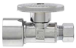 Keeney 2068PCPOLF Supply Line Valve, 5/8 x 3/8 in Connection, Compression, Quarter-Turn Actuator, Brass, Water Media