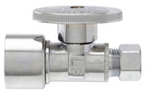 Keeney 2068PCPOLF Supply Line Valve, 5/8 x 3/8 in Connection, Compression, Quarter-Turn Actuator, Brass, Water Media