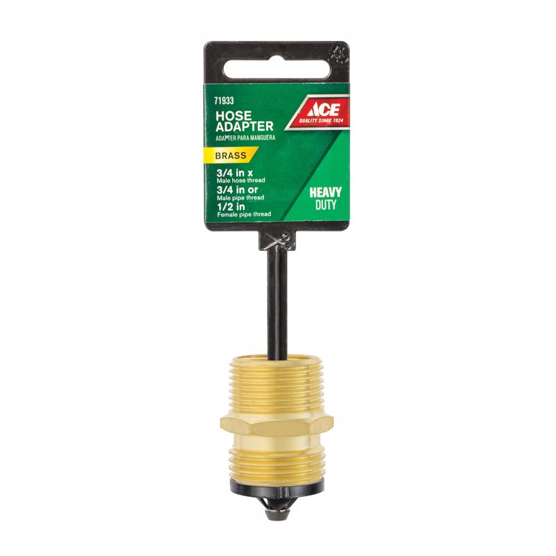 Ace 3/4 in. MHT x 3/4 in. MPT x 1/2 in. FPT in. Brass Threaded Hose Adapter, Pack of 5