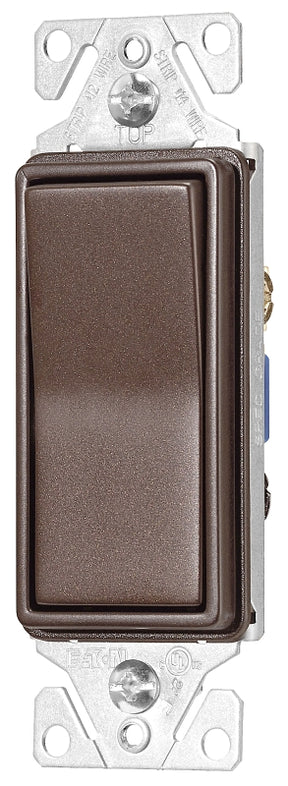 Eaton Wiring Devices 7500 Series 7503RB-K-L Rocker Switch, 15 A, 120/277 V, 3-Way, Thermoplastic Housing Material, Pack of 4