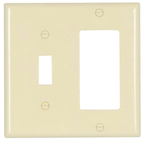 Eaton Wiring Devices 2153LA-BOX Combination Wallplate, 4-1/2 in L, 4-9/16 in W, Standard, 2-Gang, Thermoset, High-Gloss
