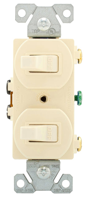 Eaton Wiring Devices 271LA Series Combination Toggle Switch, Light Almond, 15 A, 120/277 V, Screw Terminal, Pack of 10
