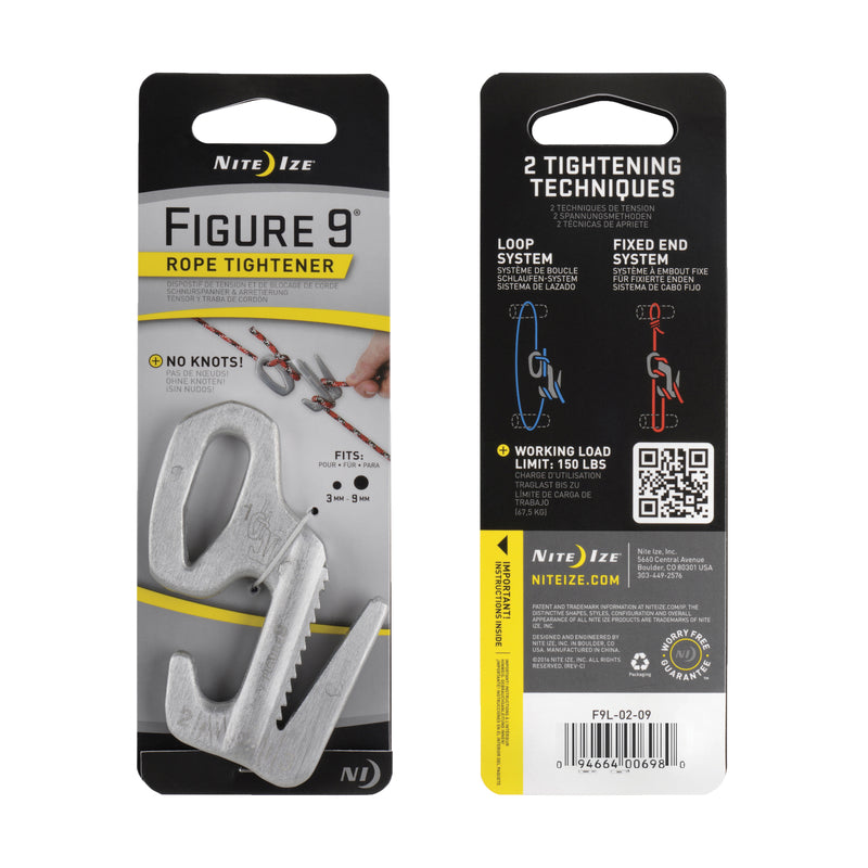 Nite Ize Figure 9 3 in. L Silver Twisted Plastic Tie-Down Rope, Pack of 6