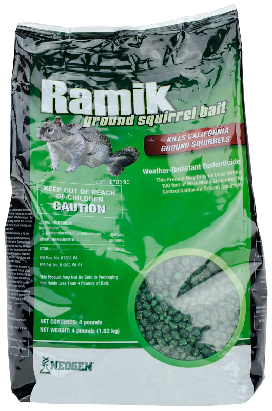 Ramik 116352 Ground Squirrel Bait, Pellet, Characteristic, Mild, Green, 4 lb Pouch