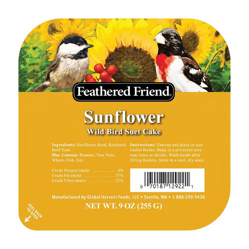 Feathered Friend 14376 Black Oil Sunflower Seed Wild Bird Food, 9 oz, Suet, Sunflower, Pack of 12