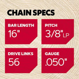 Oregon AdvanceCut S56T 16 in. Chainsaw Chain 56 links