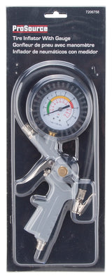ProSource DQ1103L Tire Inflator with Gauge, 0 to 220 psi Pressure, 0 to 220 psi, Metal, Gray