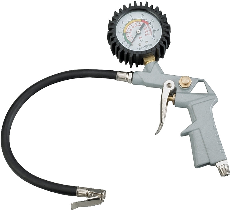 ProSource DQ1103L Tire Inflator with Gauge, 0 to 220 psi Pressure, 0 to 220 psi, Metal, Gray