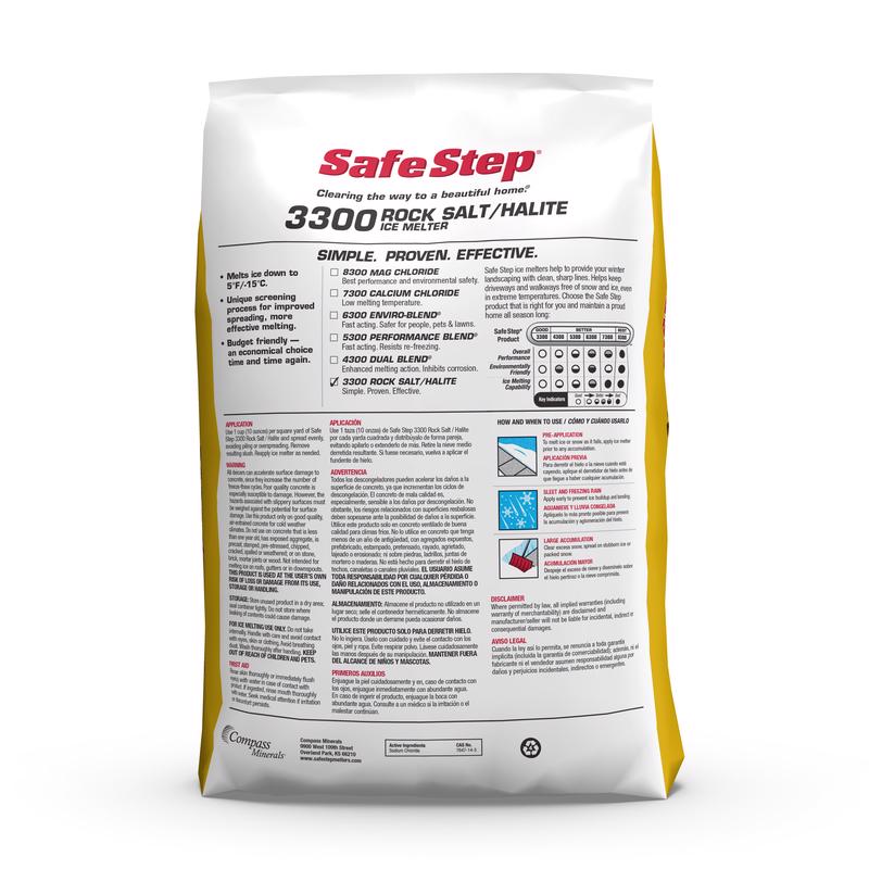Safe Step 3300 Sodium Chloride Crystal Halite/Rock Salt Ice Melt 25 lb
