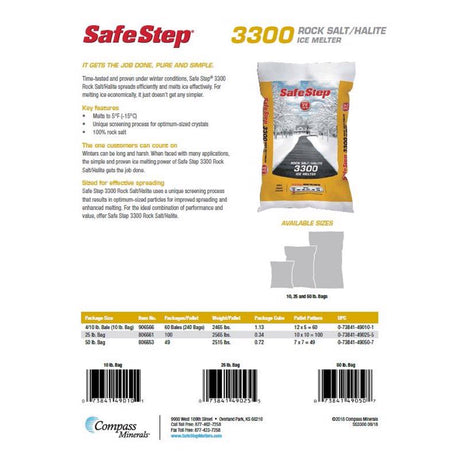 Safe Step 3300 Sodium Chloride Crystal Halite/Rock Salt Ice Melt 25 lb