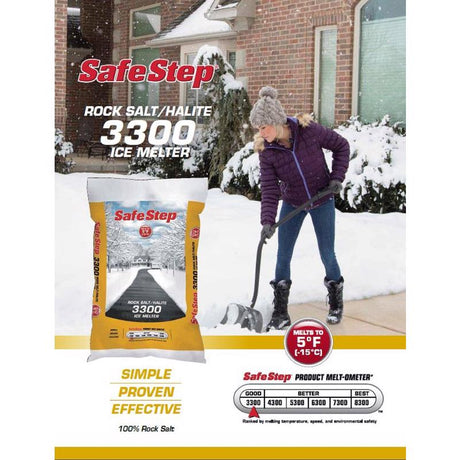 Safe Step 3300 Sodium Chloride Crystal Halite/Rock Salt Ice Melt 25 lb