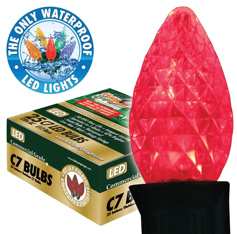 Holiday Bright Lights BU25-LEDFC7-TRD Light Bulb, 0.6 W, Candelabra (E12) Lamp Base, LED Lamp, Red Light