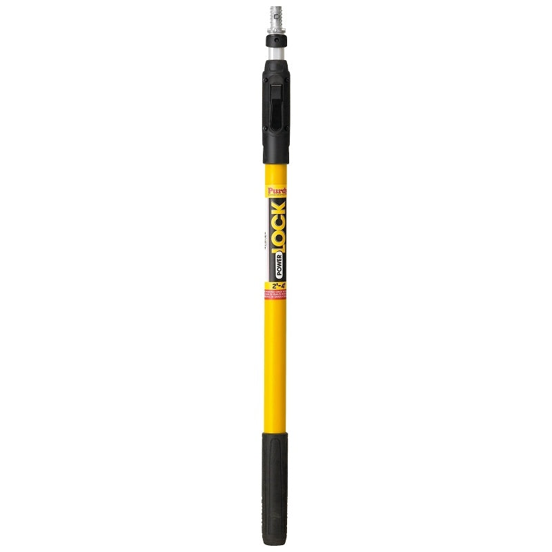 Purdy POWER LOCK 140855624 Extension Pole, 1-5/16 in Dia, 2 to 4 ft L, Aluminum/Fiberglass, Rubber Handle