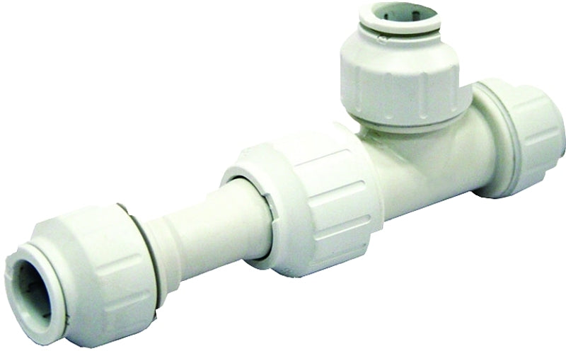 John Guest 3/4TKP Pipe Tee, 3/4 in, Push-Fit, Polyethylene, White, 80 to 160 psi Pressure