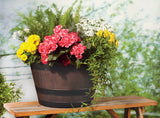 Southern Patio 12.2 in. H X 20.5 in. W X 20.5 in. D Resin Whiskey Barrel Planter Brown